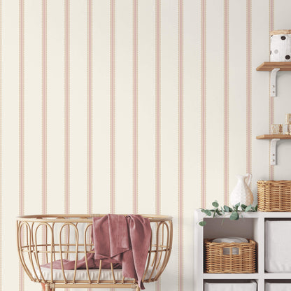 Advantage World of Imagination Bobbin Stripe Wallpaper - Pink