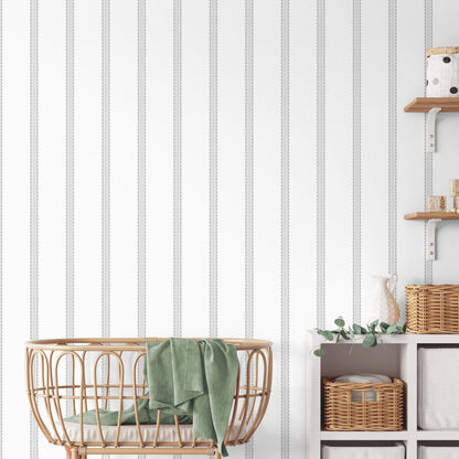 Advantage World of Imagination Bobbin Stripe Wallpaper - Grey