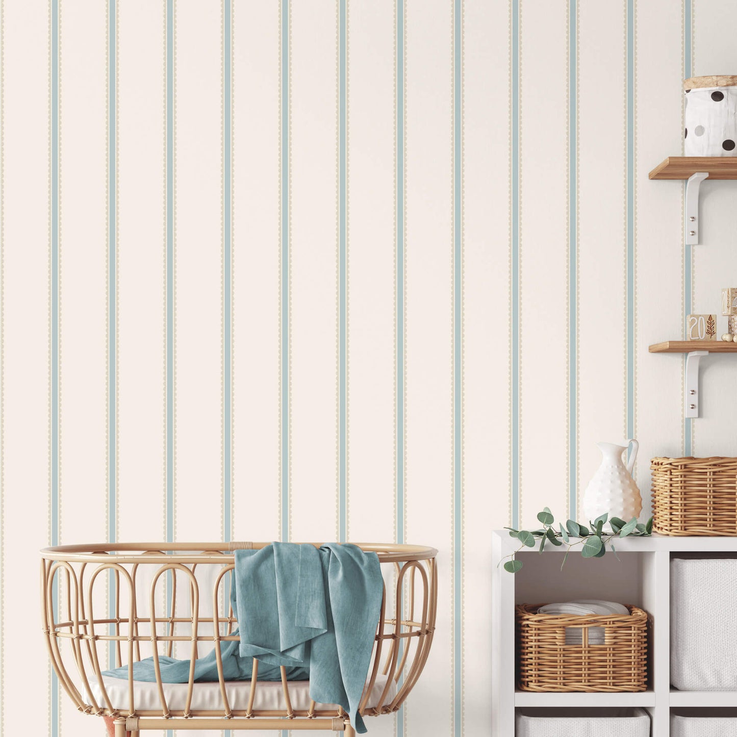Advantage World of Imagination Bobbin Stripe Wallpaper - Light Blue