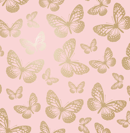 Advantage World of Imagination Metallic Butterflies Wallpaper - Pink