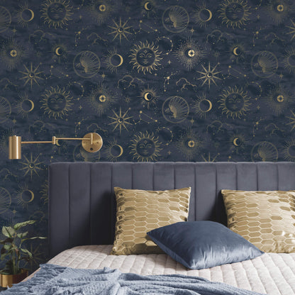 Advantage World of Imagination Celestial Wallpaper - Navy
