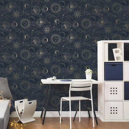 Advantage World of Imagination Celestial Wallpaper - Navy