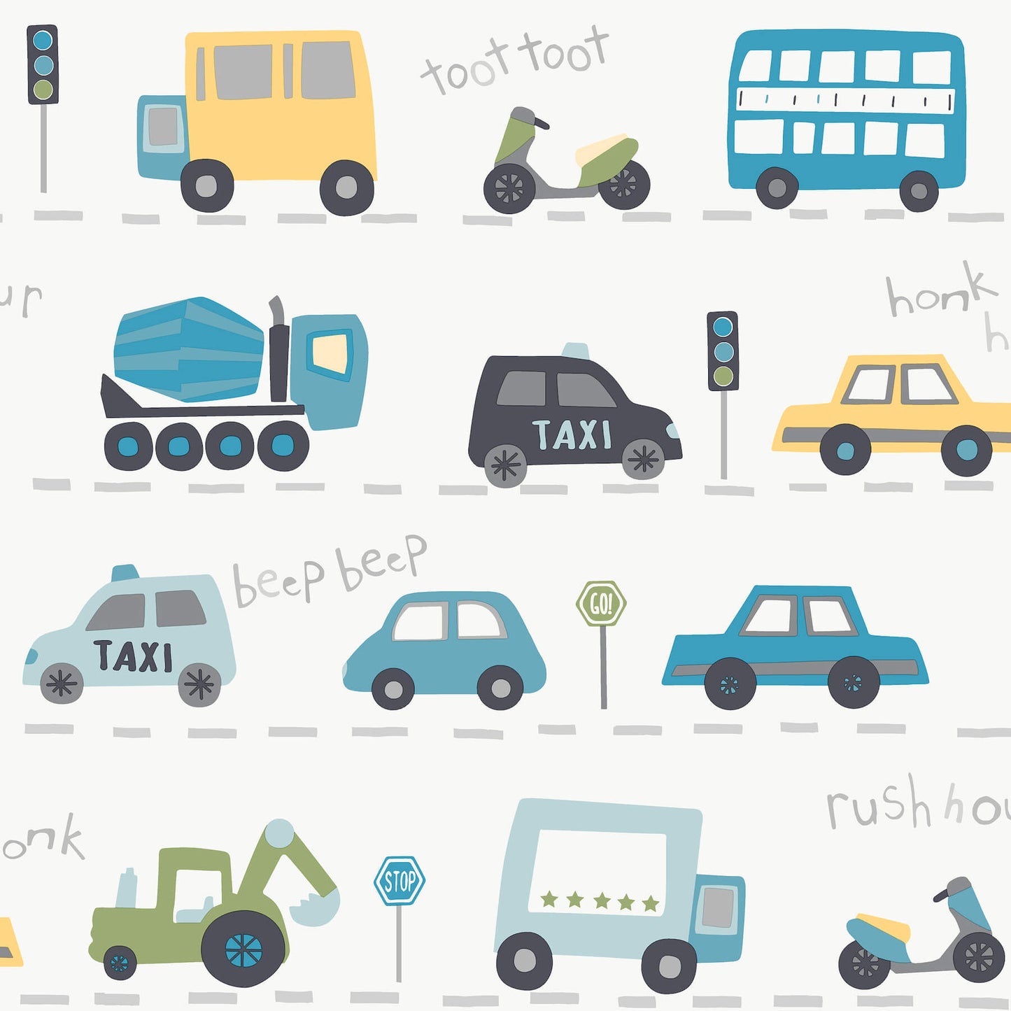 Advantage World of Imagination Road Traffic Wallpaper - Blue