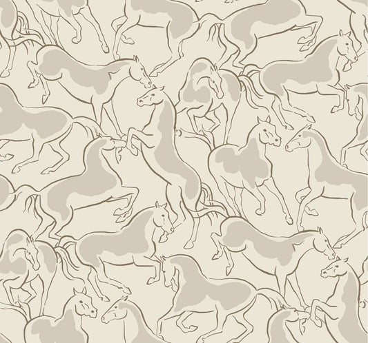 Ronald Redding Private Reserve Stallions Wallpaper - Beige
