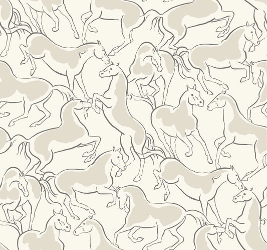 Ronald Redding Private Reserve Stallions Wallpaper - White