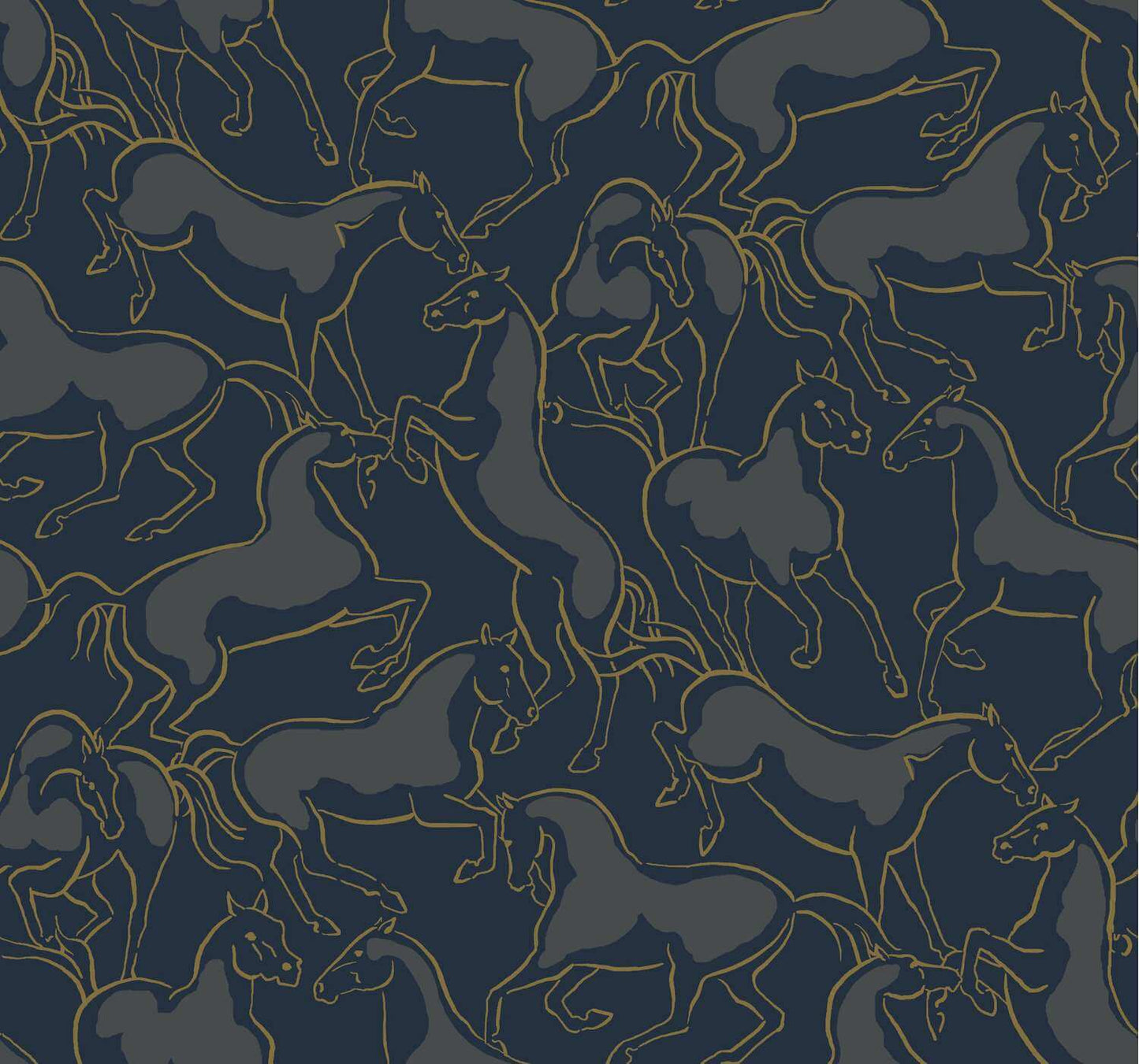 Ronald Redding Private Reserve Stallions Wallpaper - Navy