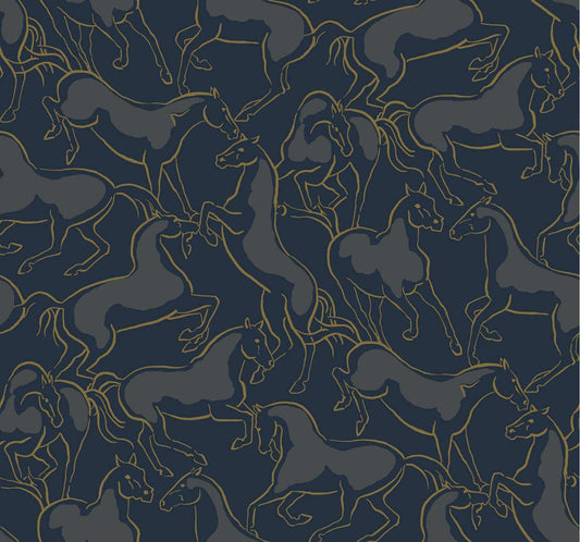 Ronald Redding Private Reserve Stallions Wallpaper - Navy