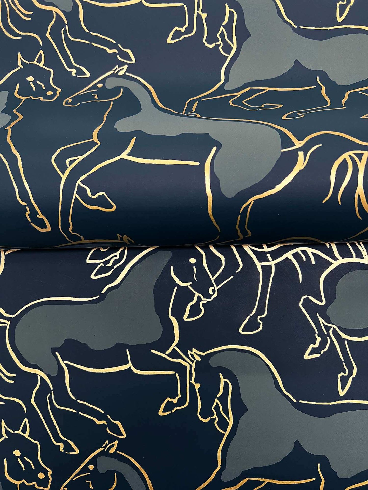 Ronald Redding Private Reserve Stallions Wallpaper - Navy
