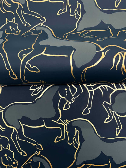 Ronald Redding Private Reserve Stallions Wallpaper - Navy