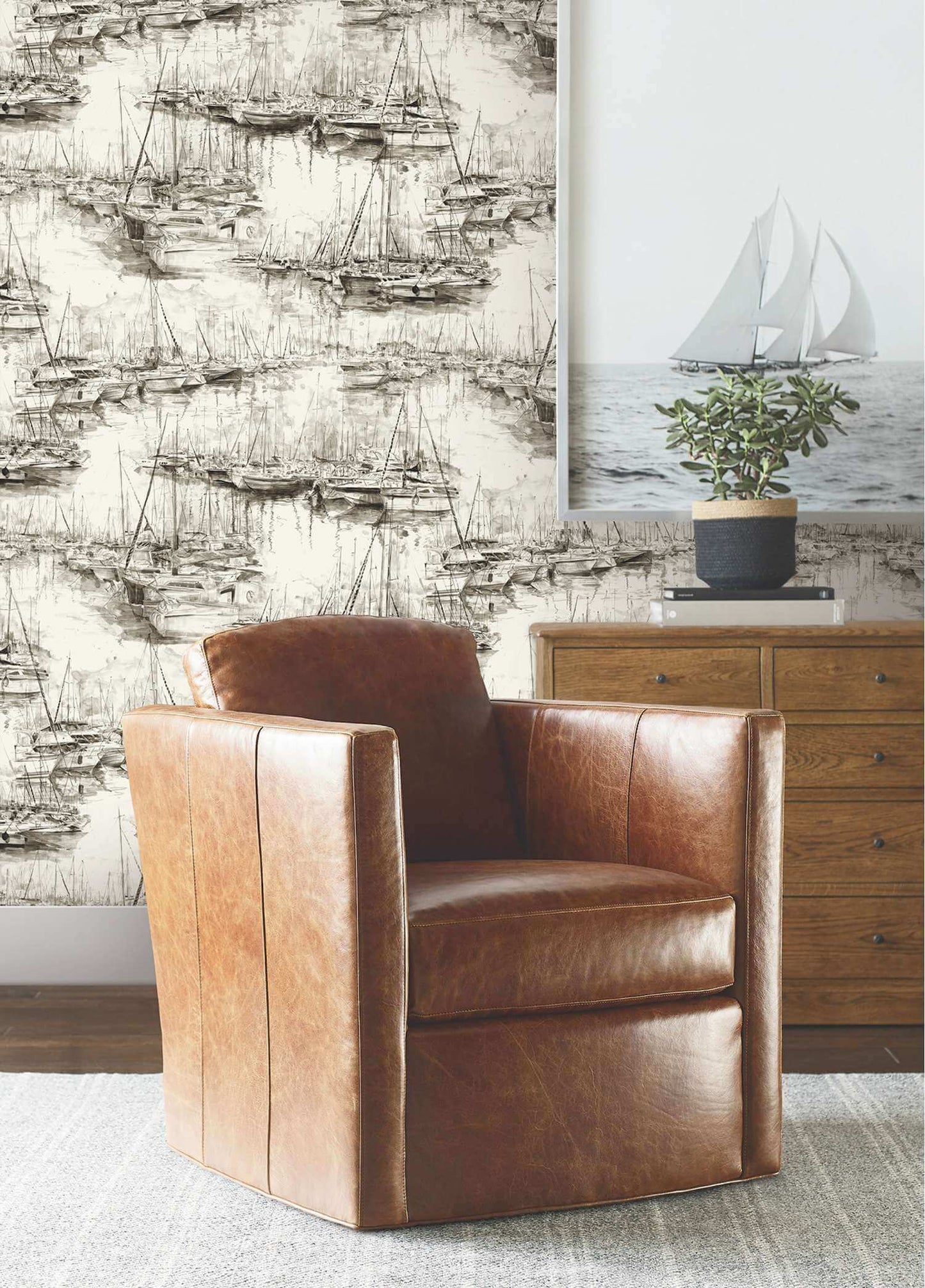 Ronald Redding Private Reserve Yacht Club Wallpaper - Taupe