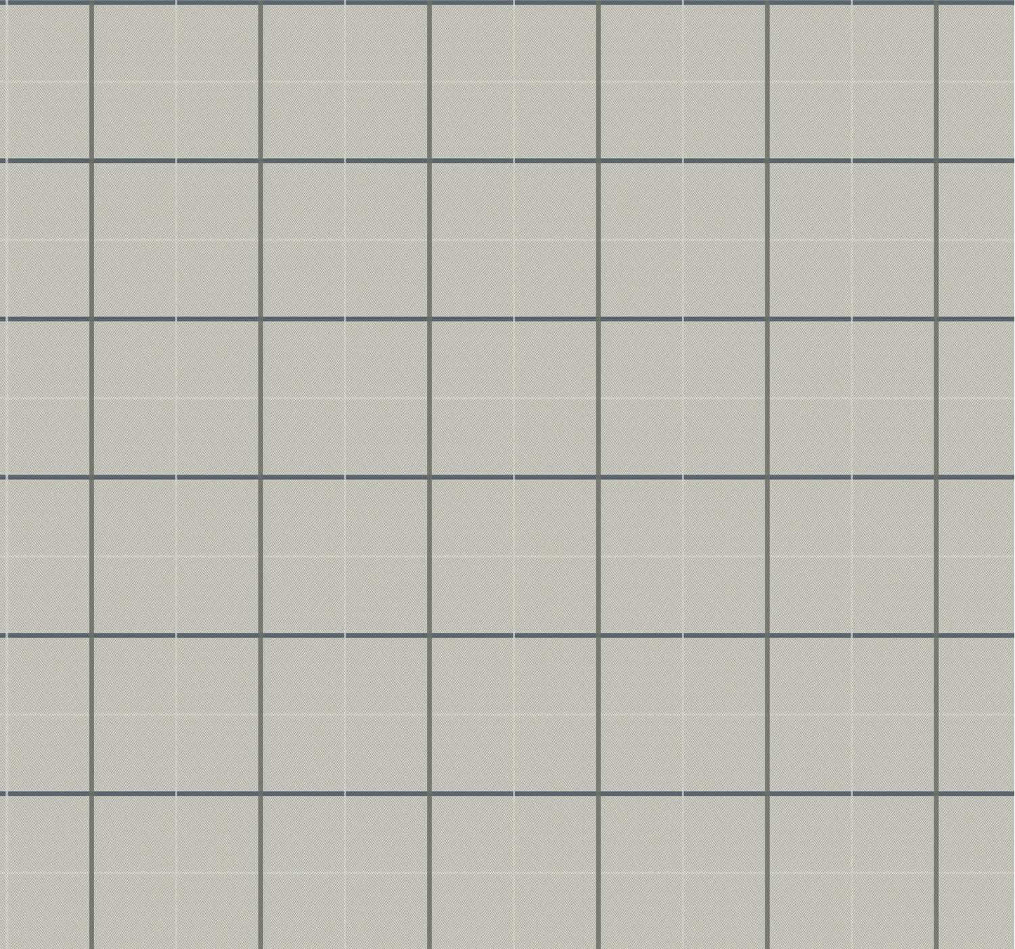 Ronald Redding Private Reserve Tattersall Plaid Wallpaper Sample - Gray