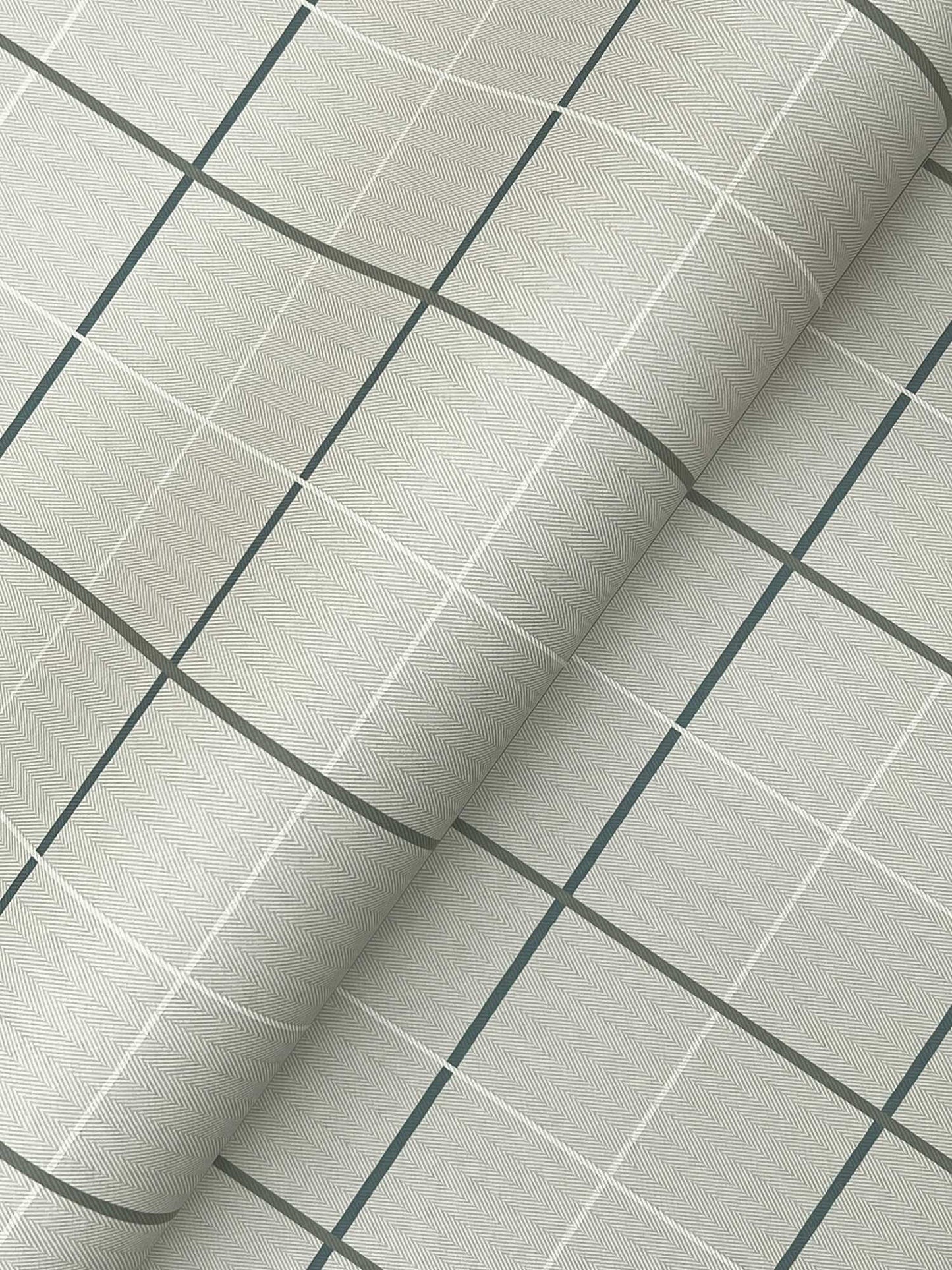 Ronald Redding Private Reserve Tattersall Plaid Wallpaper Sample - Gray