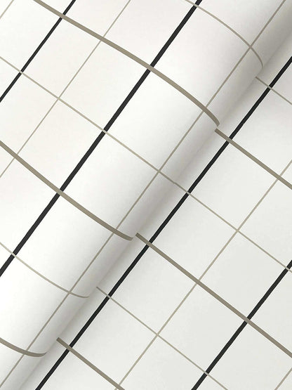 Ronald Redding Private Reserve Tattersall Plaid Wallpaper Sample - White