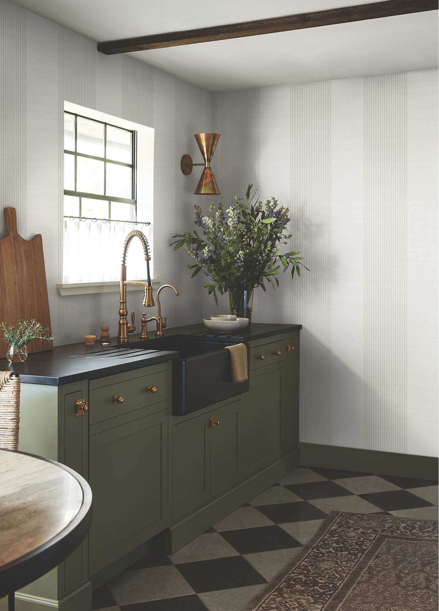 Ronald Redding Private Reserve Archer Stripe Wallpaper Sample - Light Gray