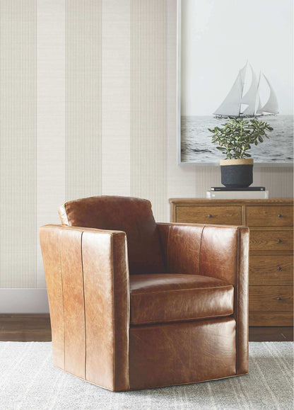 Ronald Redding Private Reserve Archer Stripe Wallpaper Sample - Light Gray