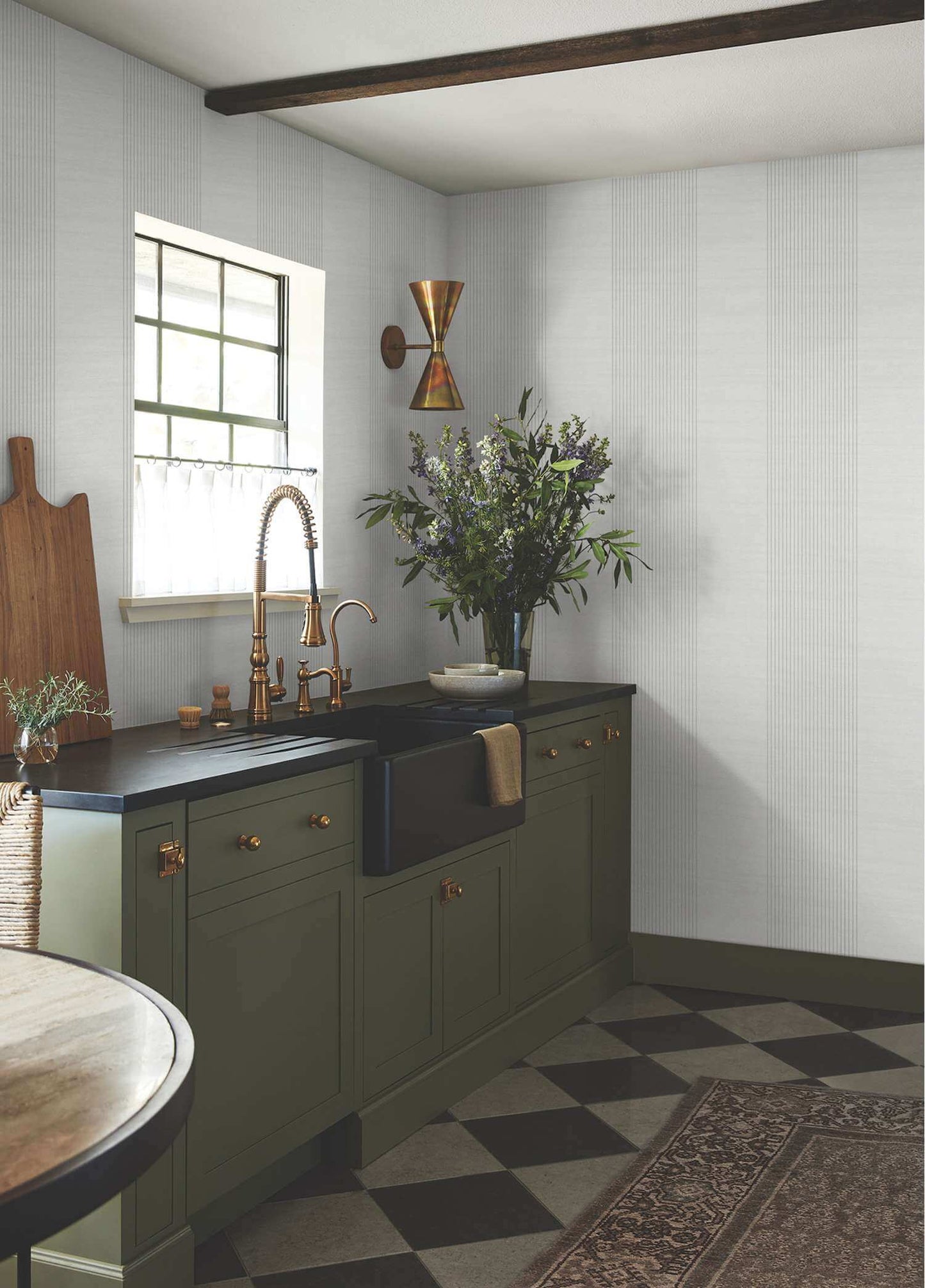 Ronald Redding Private Reserve Archer Stripe Wallpaper - Gray