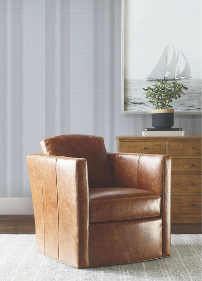 Ronald Redding Private Reserve Archer Stripe Wallpaper Sample - Blue