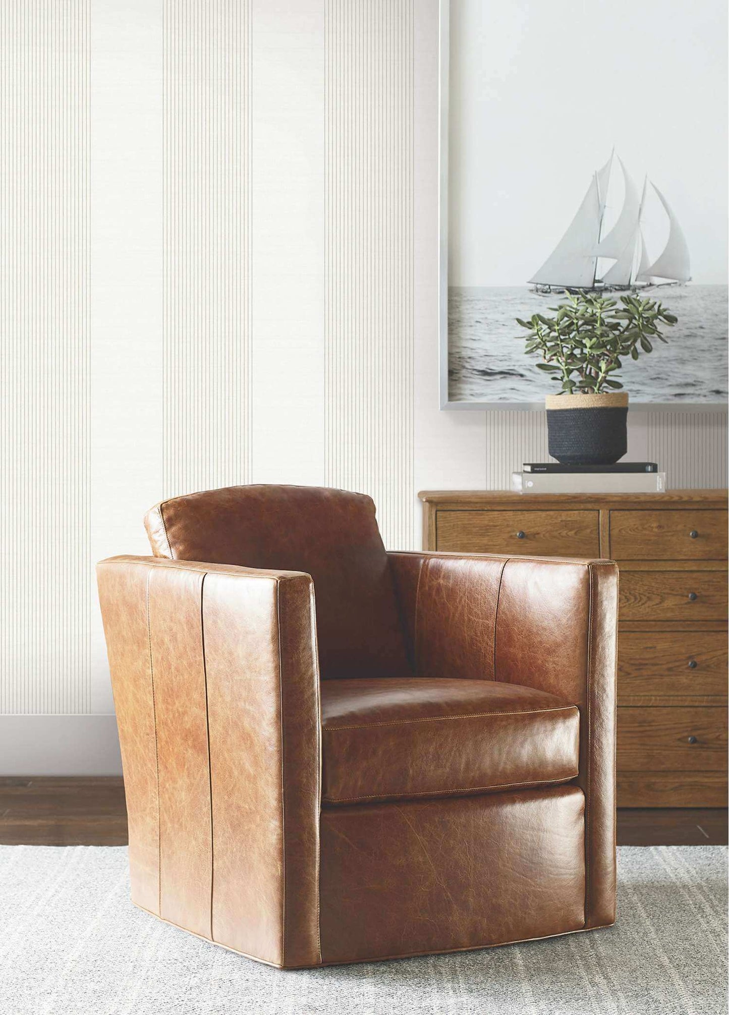 Ronald Redding Private Reserve Archer Stripe Wallpaper - White