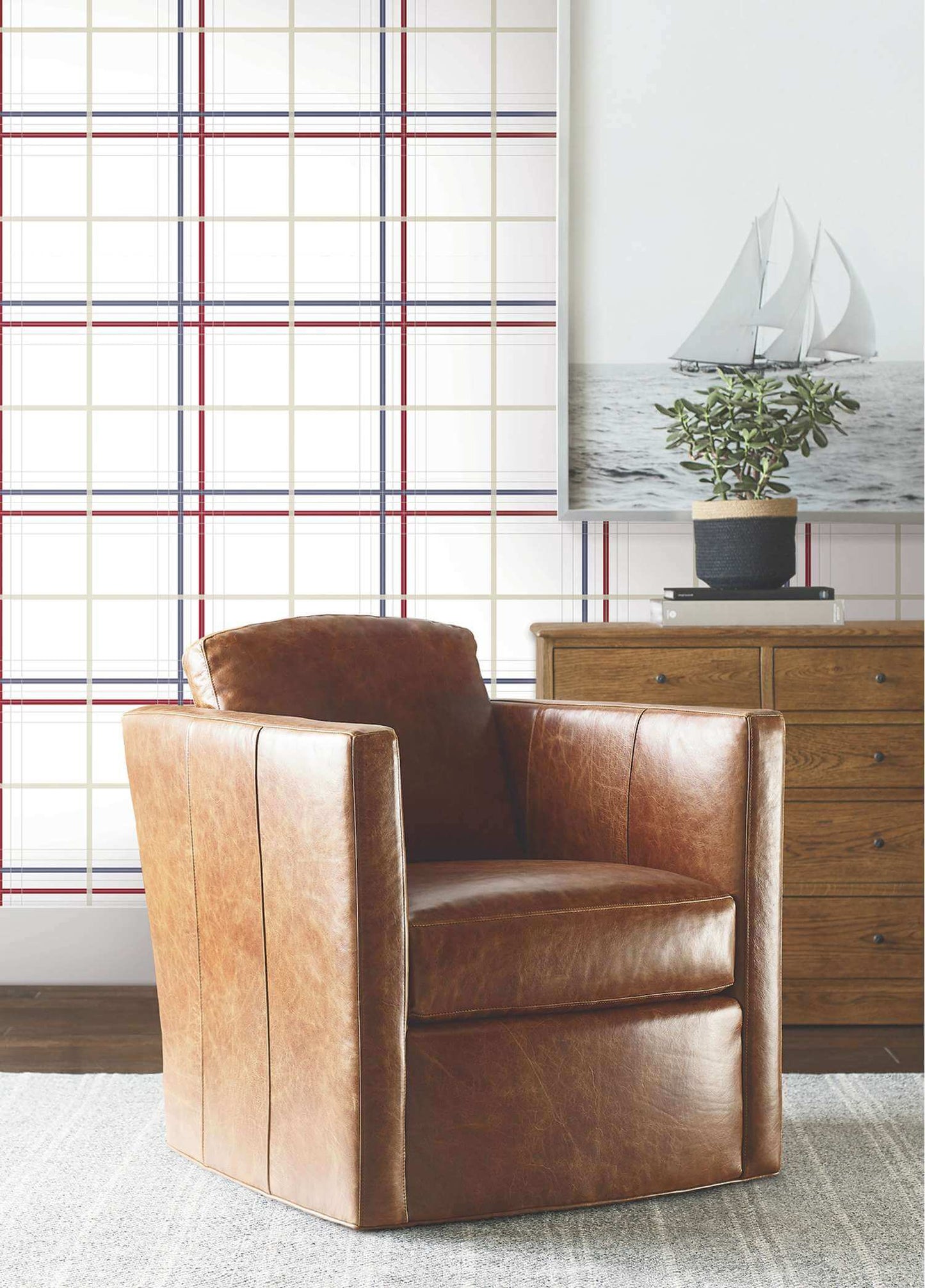 Ronald Redding Private Reserve Lakeside Plaid Wallpaper - Red