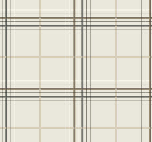 Ronald Redding Private Reserve Lakeside Plaid Wallpaper - Beige