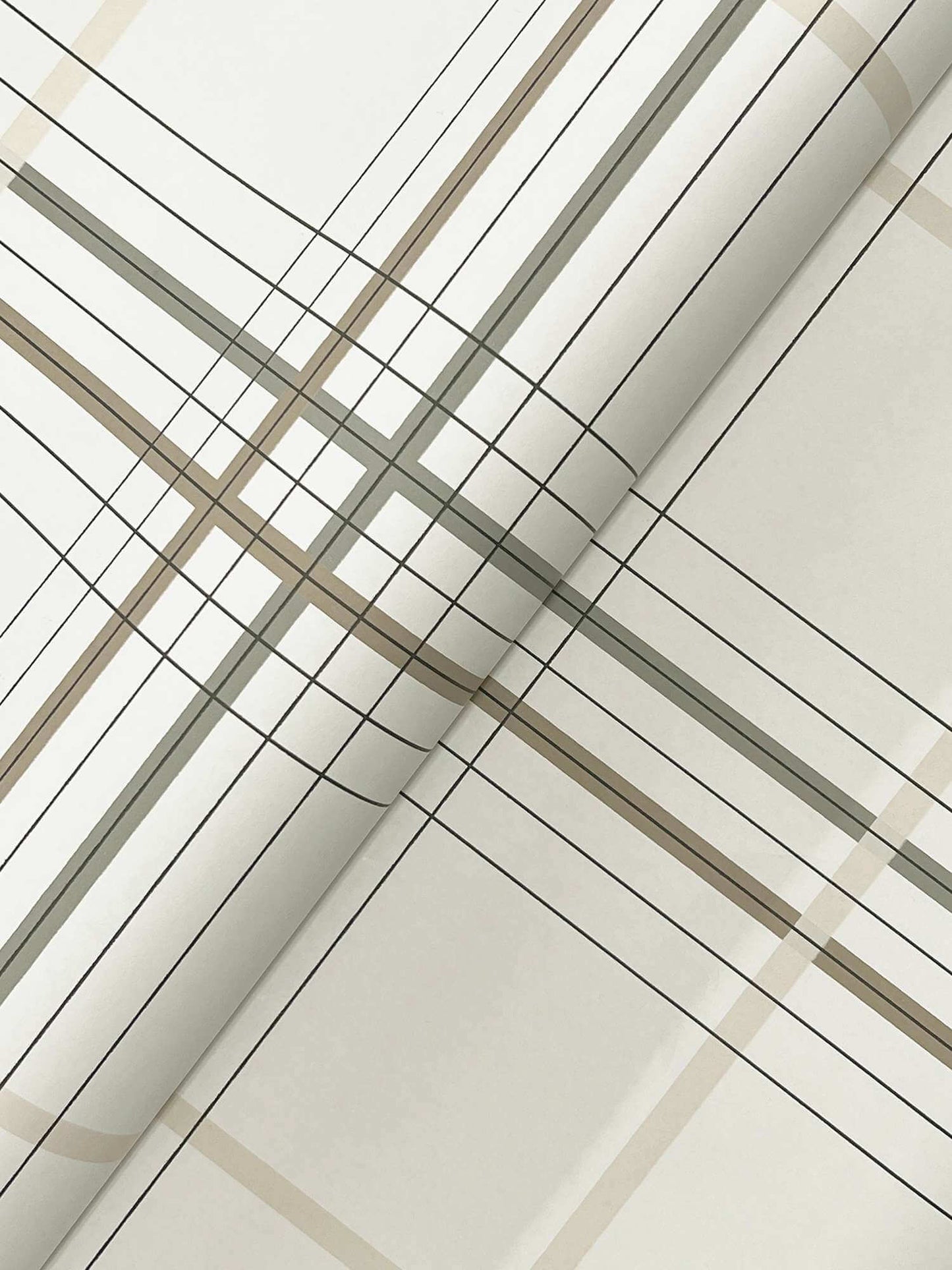 Ronald Redding Private Reserve Lakeside Plaid Wallpaper Sample - Beige