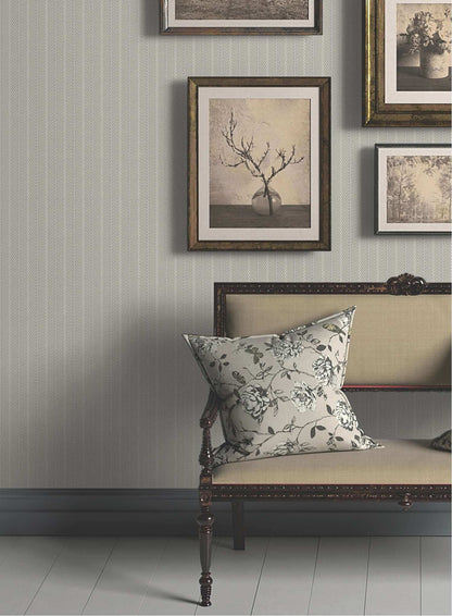 Ronald Redding Private Reserve Elkan Stripe Wallpaper Sample - Gray