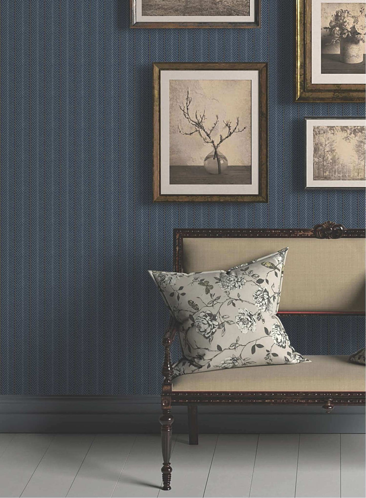 Ronald Redding Private Reserve Elkan Stripe Wallpaper - Navy