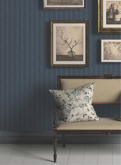 Ronald Redding Private Reserve Elkan Stripe Wallpaper - Navy