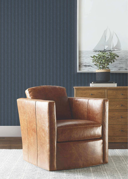 Ronald Redding Private Reserve Elkan Stripe Wallpaper - Navy