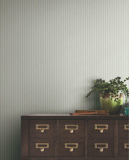 Ronald Redding Private Reserve Ticking Stripe Wallpaper - Sage