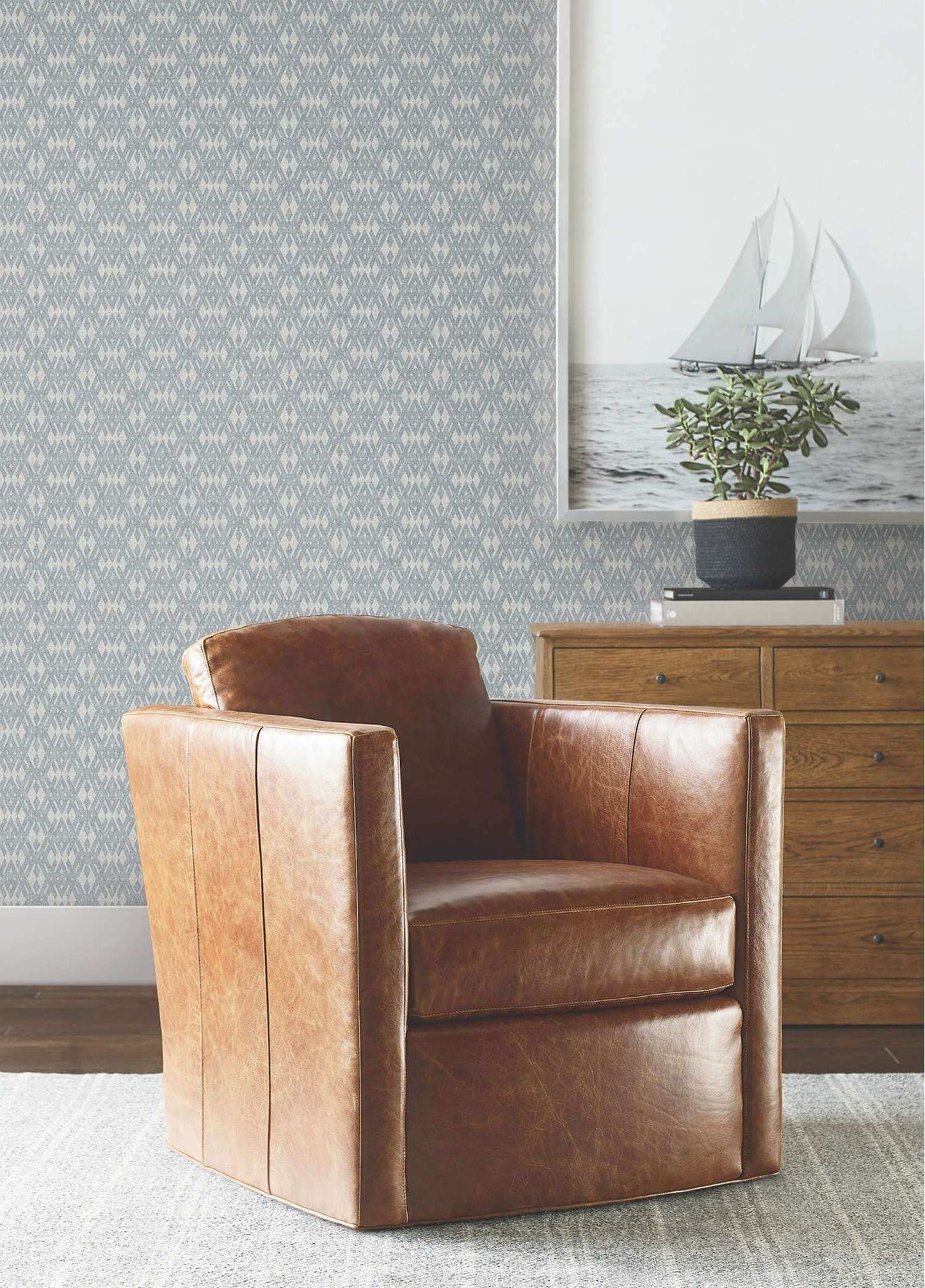 Ronald Redding Private Reserve Radcliffe Wallpaper Sample - Blue