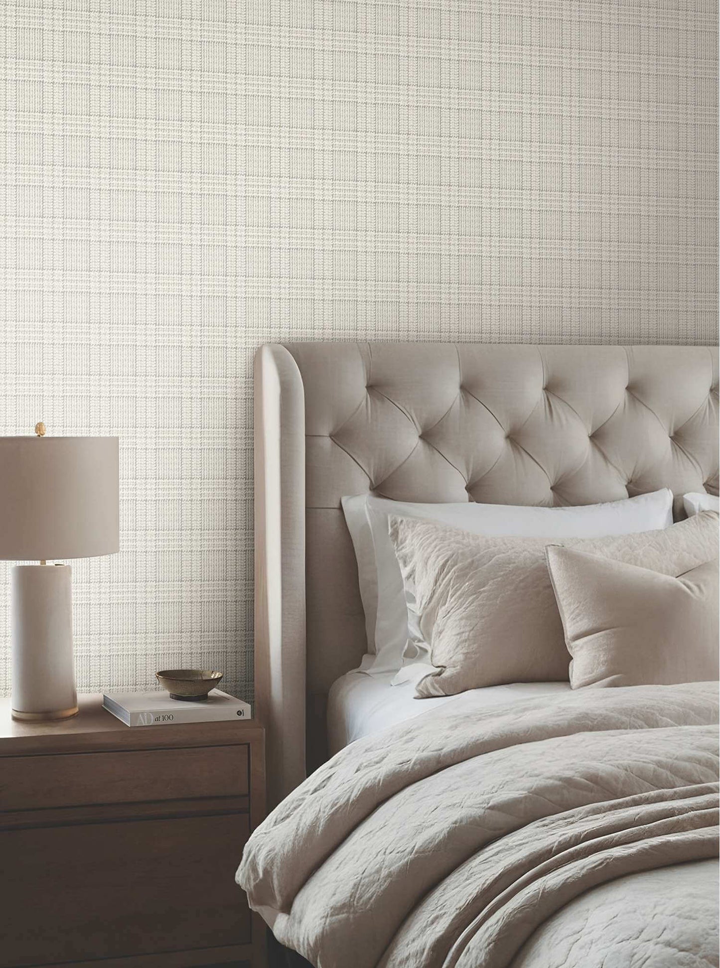 Ronald Redding Private Reserve Harrington Plaid Wallpaper - Neutral