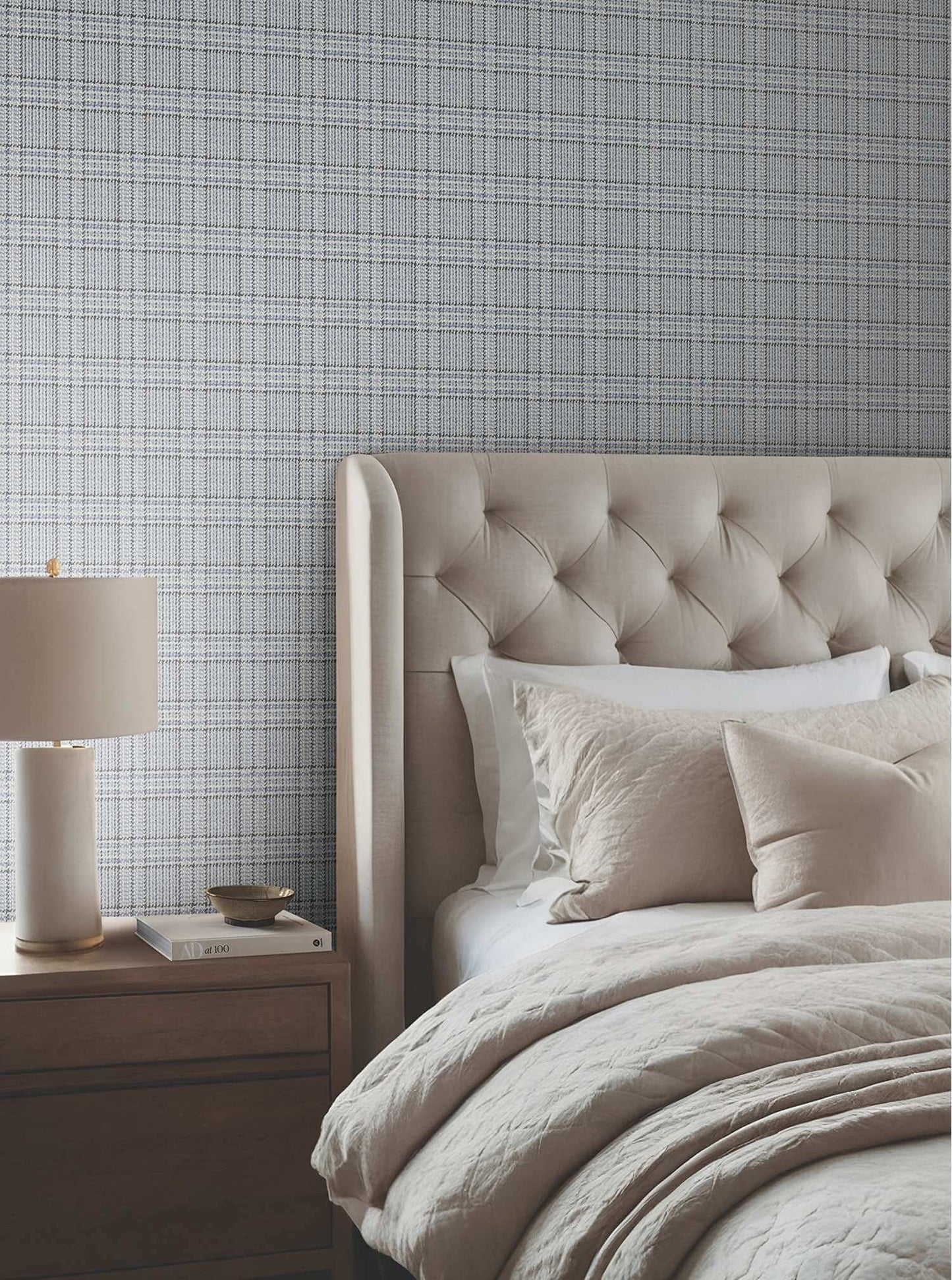 Ronald Redding Private Reserve Harrington Plaid Wallpaper Sample - Blue