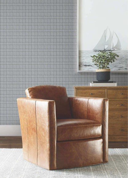Ronald Redding Private Reserve Harrington Plaid Wallpaper Sample - Blue