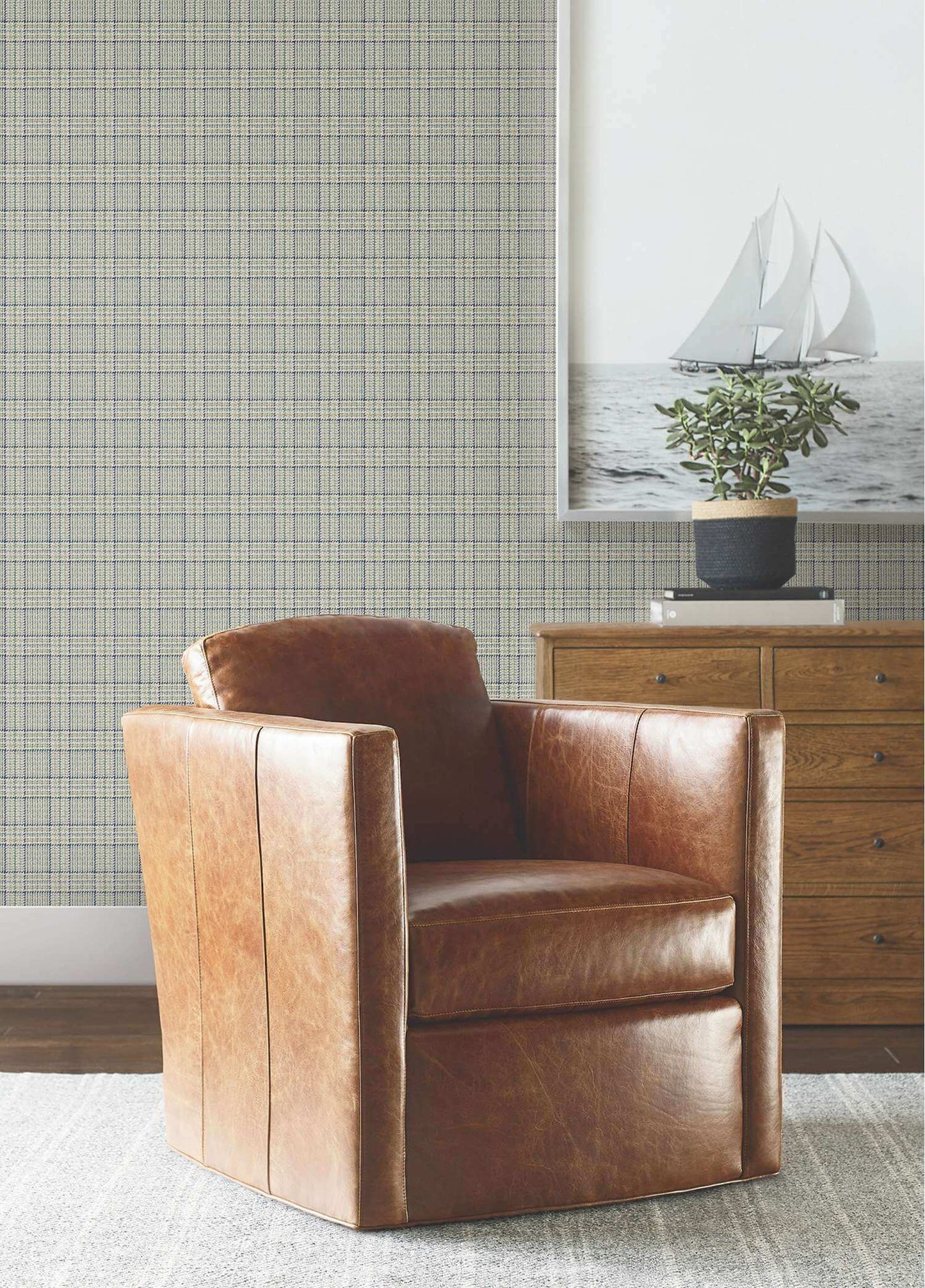 Ronald Redding Private Reserve Harrington Plaid Wallpaper - Green
