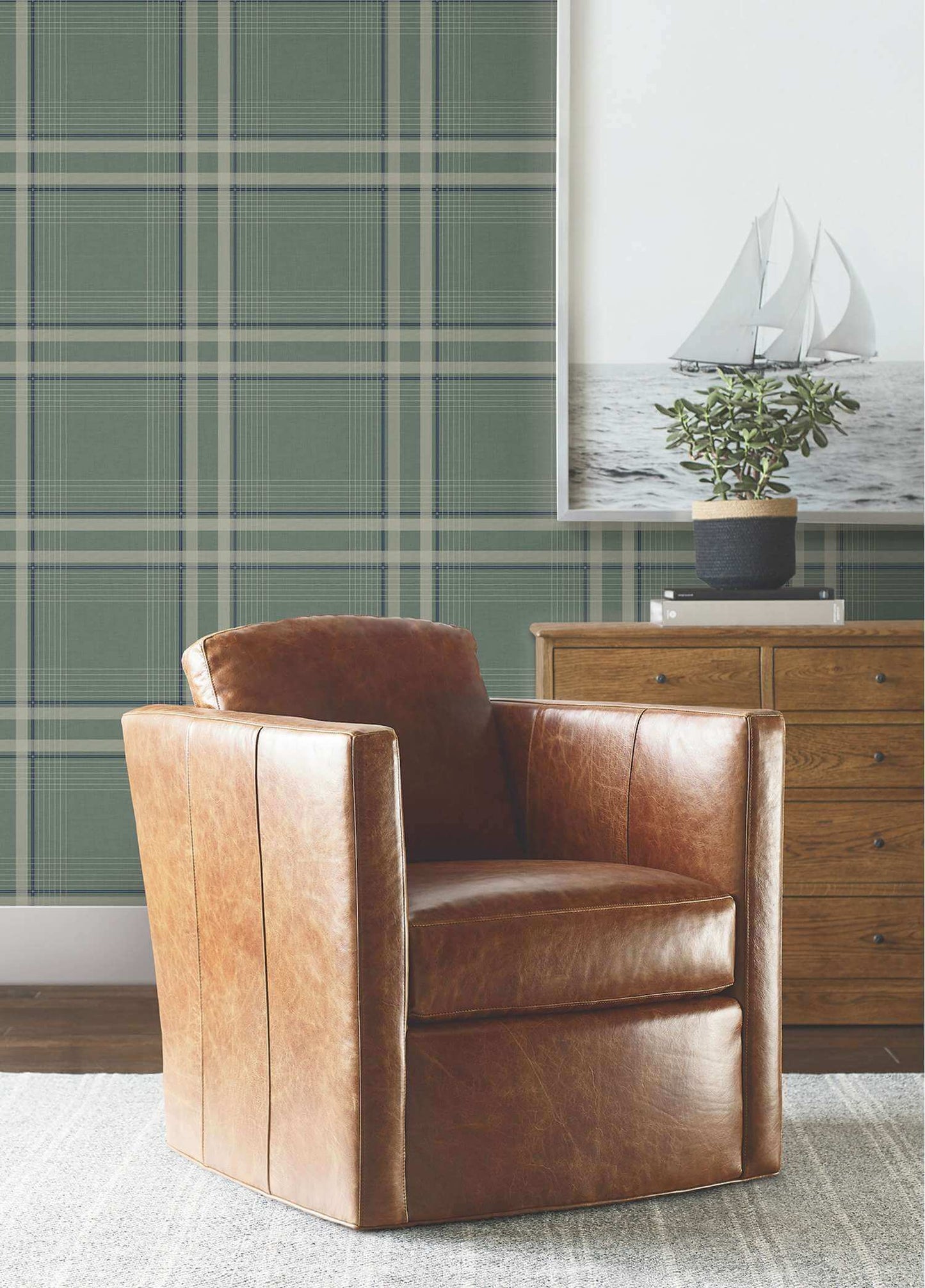 Ronald Redding Private Reserve Country Club Plaid Wallpaper - Green