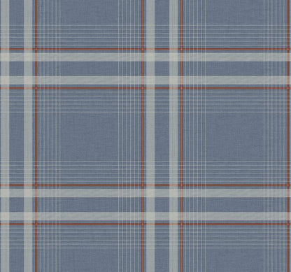 Ronald Redding Private Reserve Country Club Plaid Wallpaper Sample - Denim