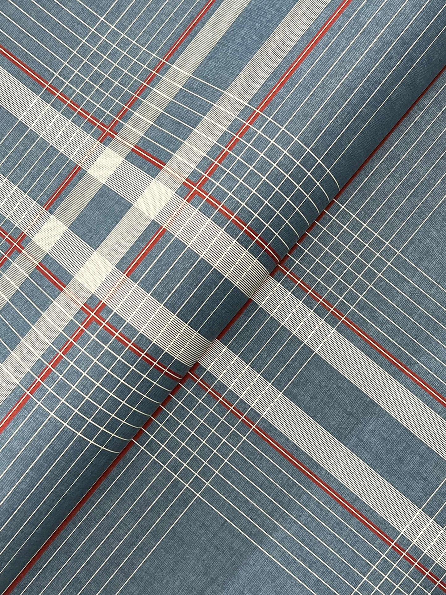Ronald Redding Private Reserve Country Club Plaid Wallpaper Sample - Denim