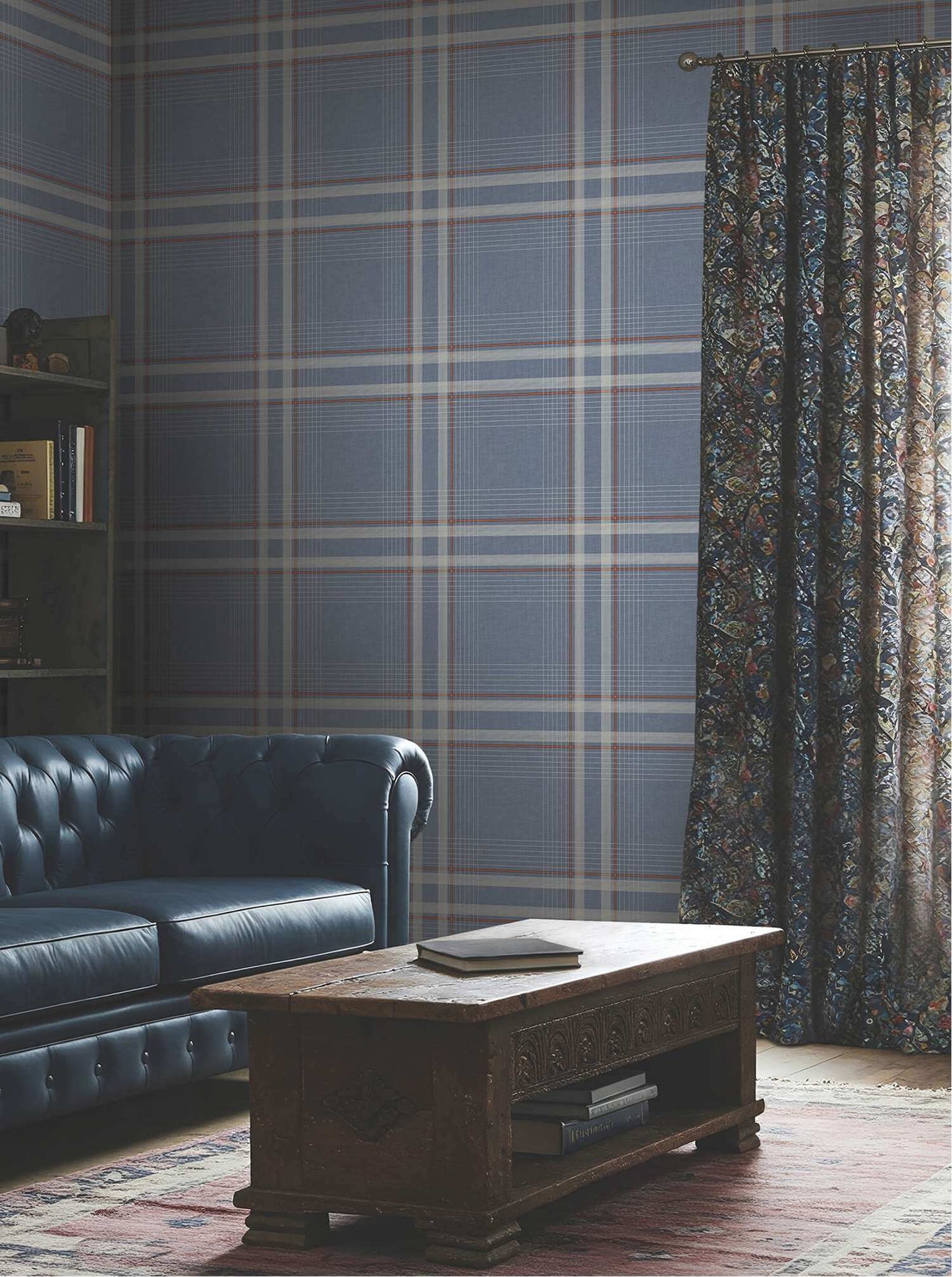 Ronald Redding Private Reserve Country Club Plaid Wallpaper Sample - Denim