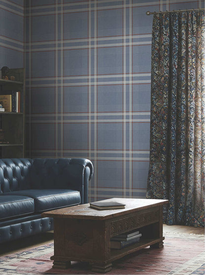 Ronald Redding Private Reserve Country Club Plaid Wallpaper Sample - Denim