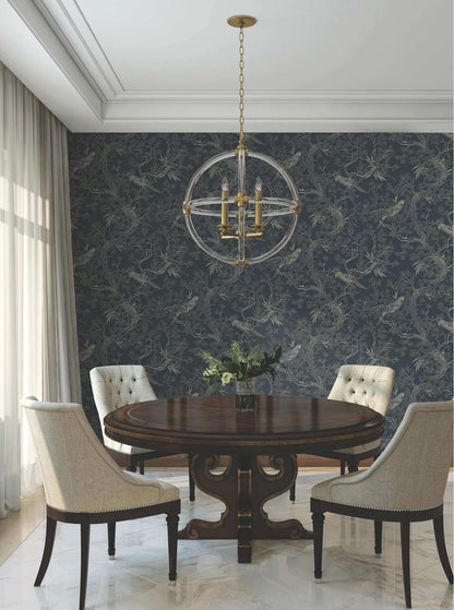 Ronald Redding Private Reserve Regal Ridge Wallpaper - Dark Blue