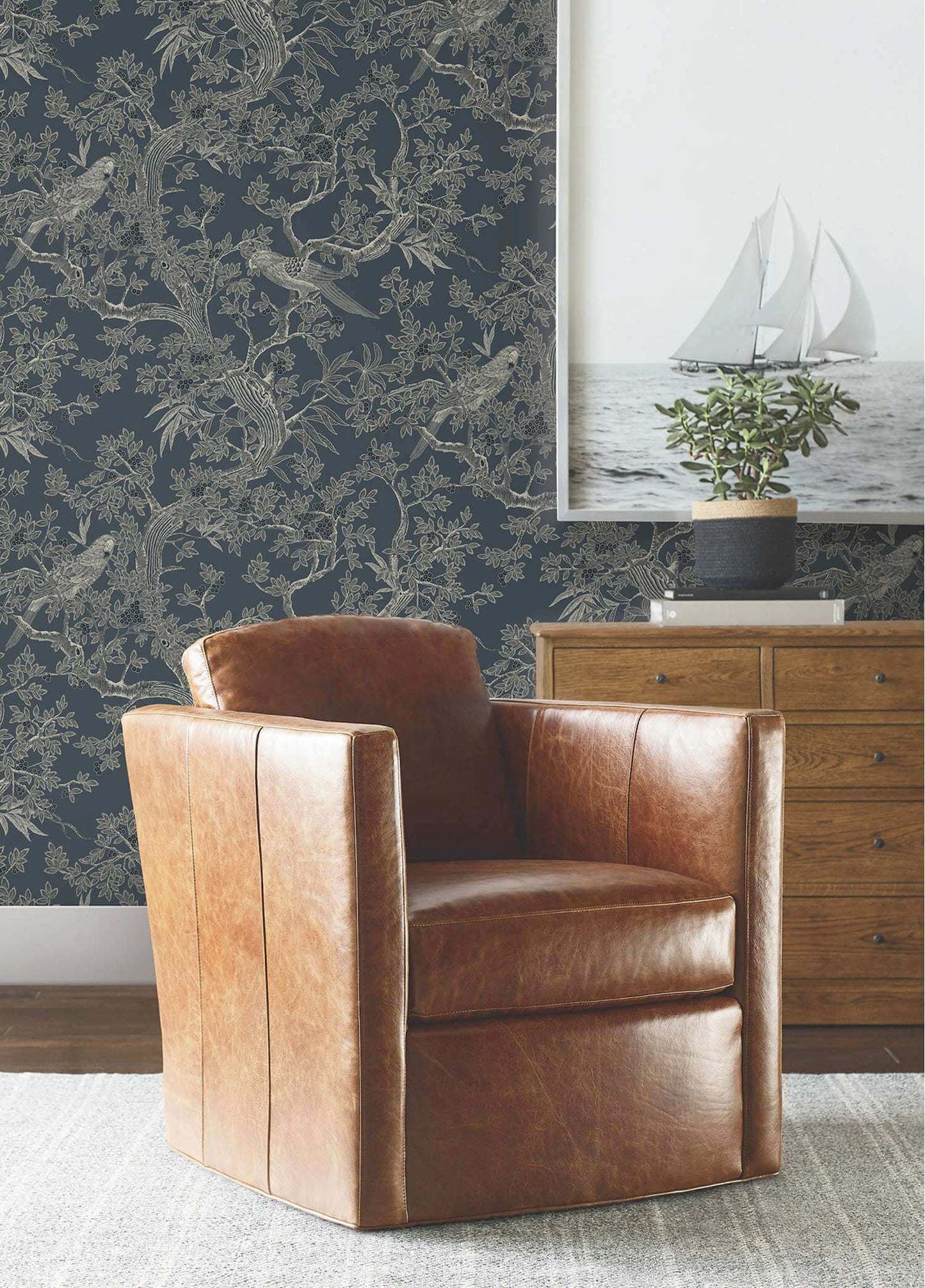 Ronald Redding Private Reserve Regal Ridge Wallpaper - Dark Blue
