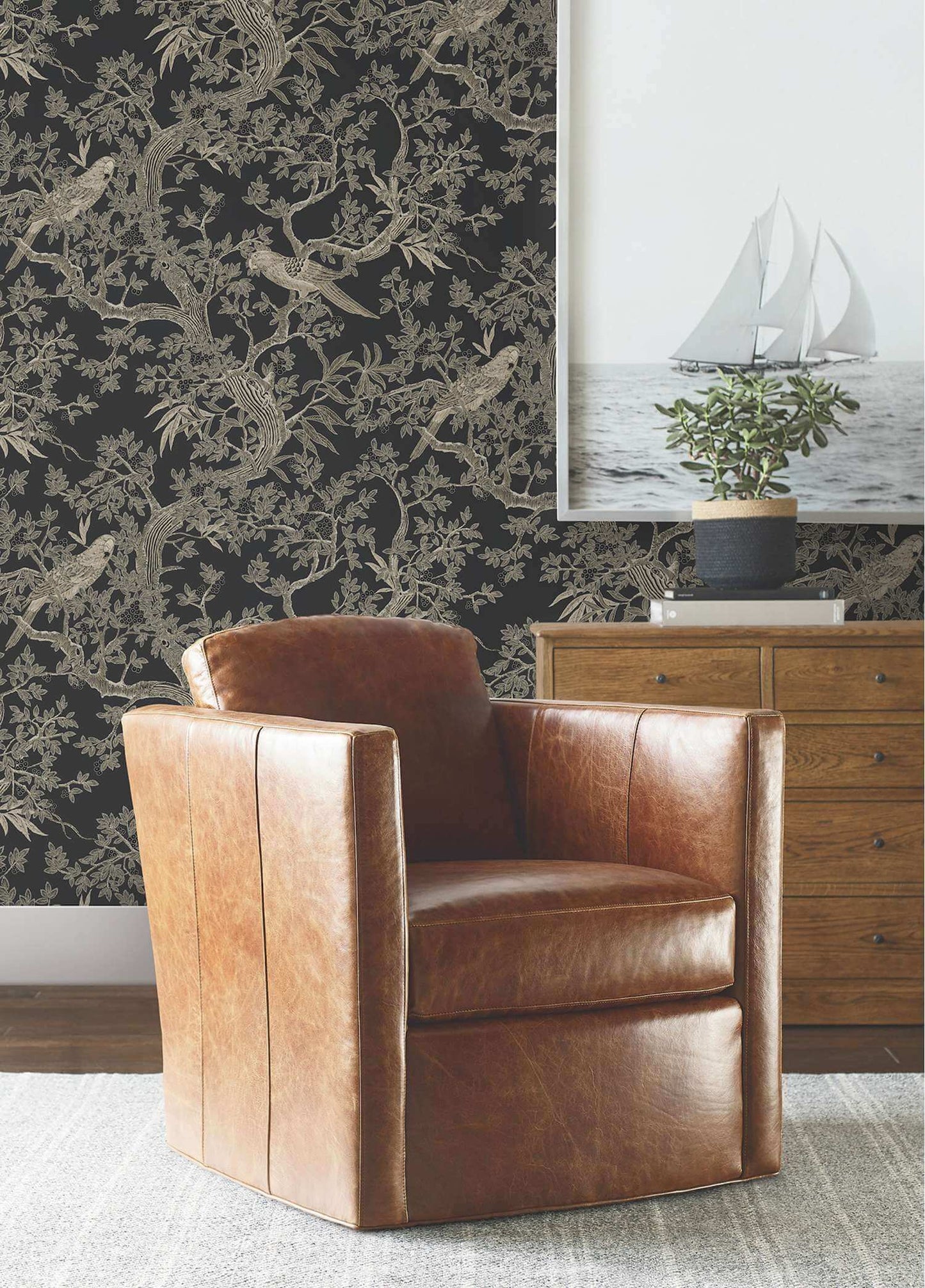 Ronald Redding Private Reserve Regal Ridge Wallpaper Sample - Black