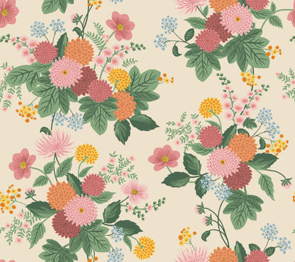Rifle Paper Co. Dahlia Wallpaper Sample - Linen & Blush
