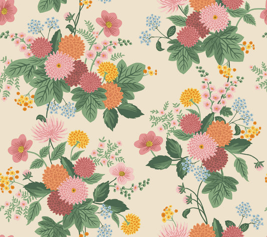 Rifle Paper Co. Dahlia Wallpaper - Linen & Blush