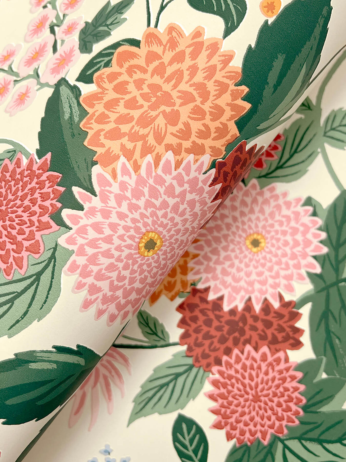 Rifle Paper Co. Dahlia Wallpaper Sample - Linen & Blush