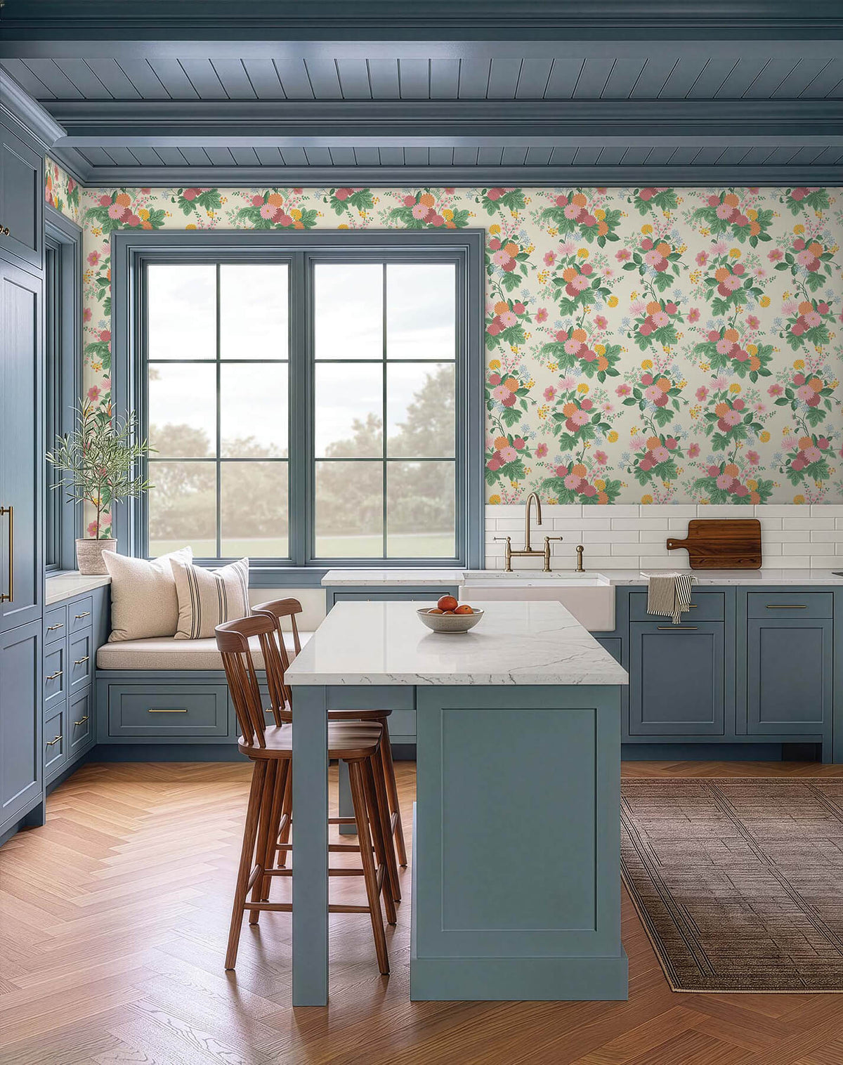 Rifle Paper Co. Dahlia Wallpaper Sample - Linen & Blush