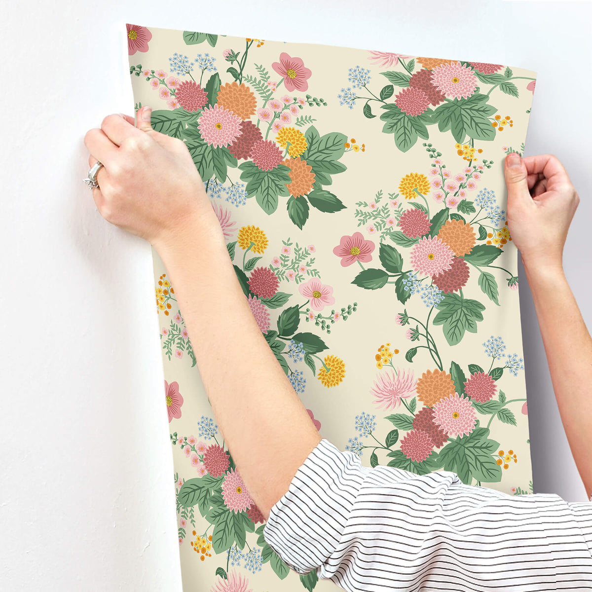 Rifle Paper Co. Dahlia Wallpaper Sample - Linen & Blush