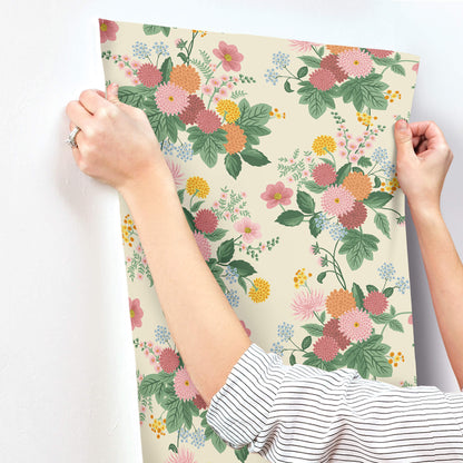 Rifle Paper Co. Dahlia Wallpaper Sample - Linen & Blush