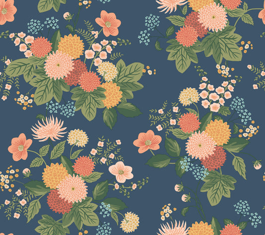 Rifle Paper Co. Dahlia Wallpaper - Navy